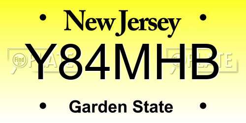 Y84MHB New Jersey License Plate