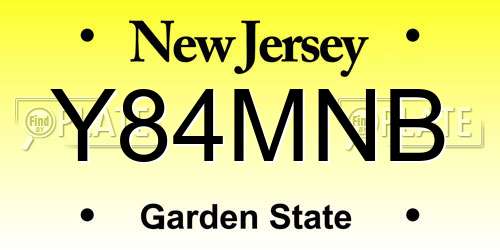 Y84MNB New Jersey License Plate