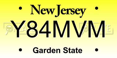 Y84MVM New Jersey License Plate