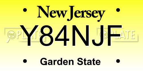 Y84NJF New Jersey License Plate