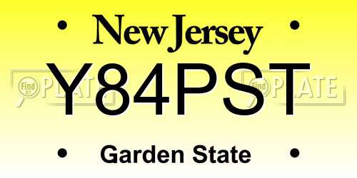 Y84PST New Jersey License Plate