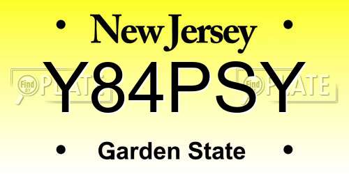 Y84PSY New Jersey License Plate