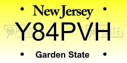 Y84PVH New Jersey License Plate