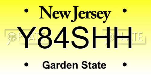 Y84SHH New Jersey License Plate