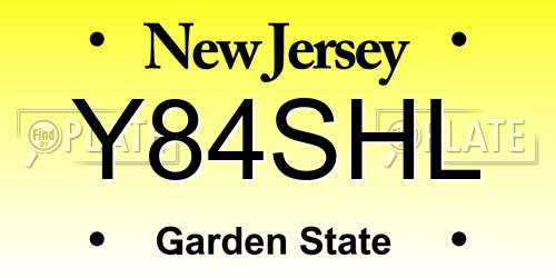 Y84SHL New Jersey License Plate