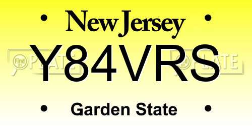 Y84VRS New Jersey License Plate
