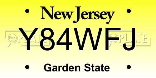 Y84WFJ New Jersey License Plate