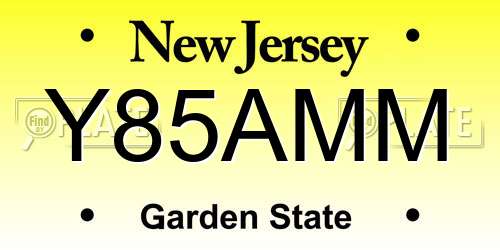 Y85AMM New Jersey License Plate