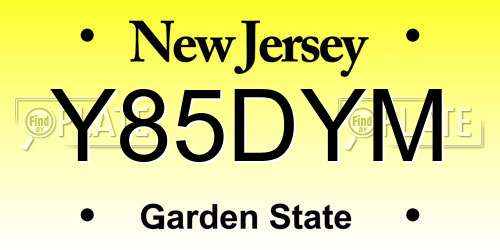 Y85DYM New Jersey License Plate