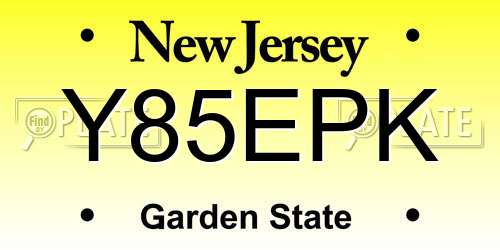 Y85EPK New Jersey License Plate
