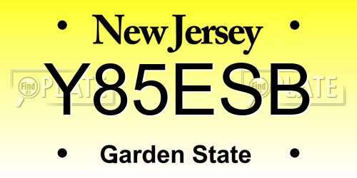 Y85ESB New Jersey License Plate
