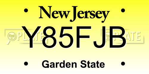 Y85FJB New Jersey License Plate