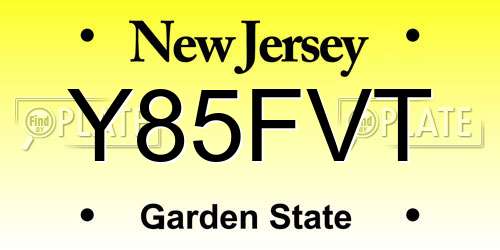 Y85FVT New Jersey License Plate