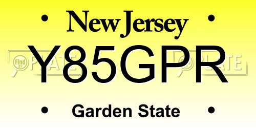 Y85GPR New Jersey License Plate