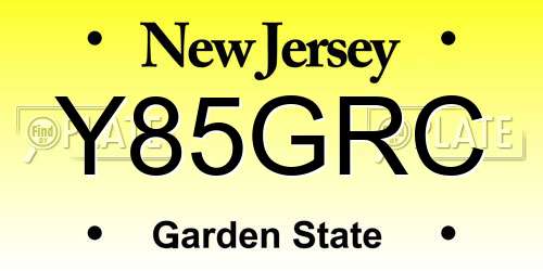 Y85GRC New Jersey License Plate