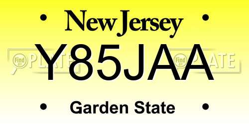 Y85JAA New Jersey License Plate