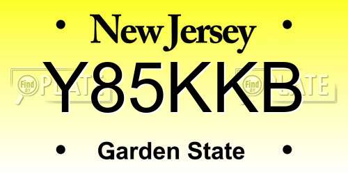 Y85KKB New Jersey License Plate