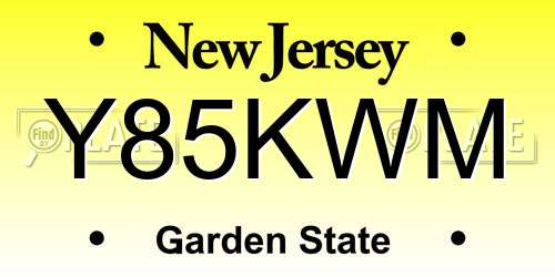 Y85KWM New Jersey License Plate