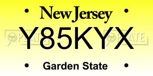 Y85KYX New Jersey License Plate