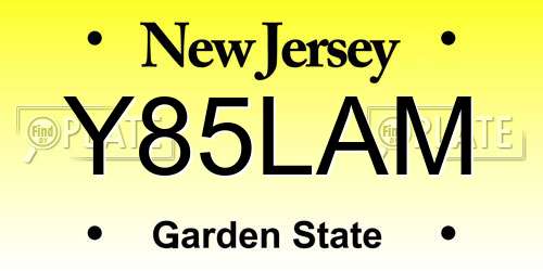 Y85LAM New Jersey License Plate