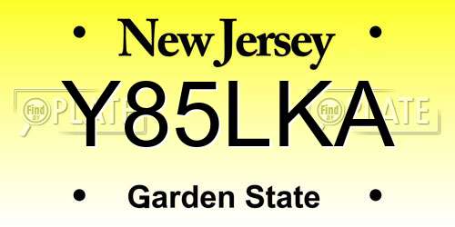 Y85LKA New Jersey License Plate