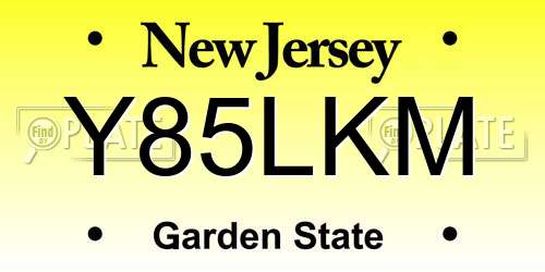 Y85LKM New Jersey License Plate