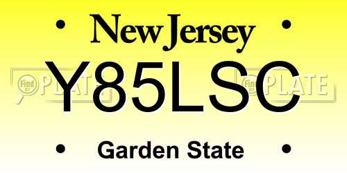 Y85LSC New Jersey License Plate