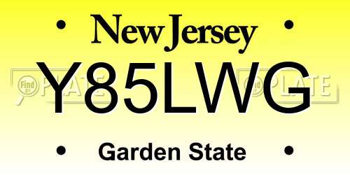 Y85LWG New Jersey License Plate