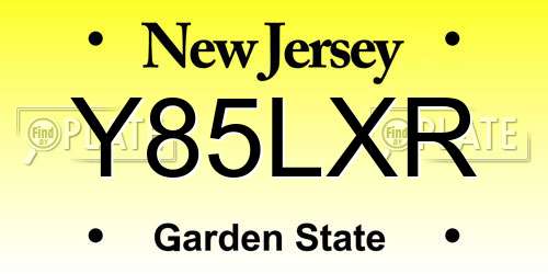 Y85LXR New Jersey License Plate