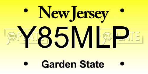 Y85MLP New Jersey License Plate