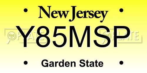 Y85MSP New Jersey License Plate