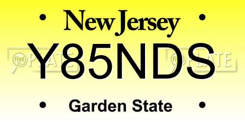 Y85NDS New Jersey License Plate
