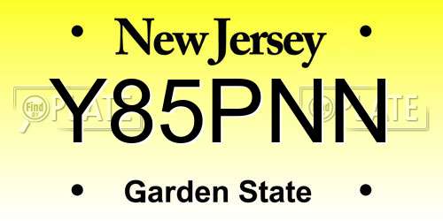 Y85PNN New Jersey License Plate