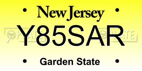 Y85SAR New Jersey License Plate