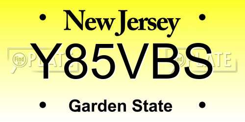Y85VBS New Jersey License Plate