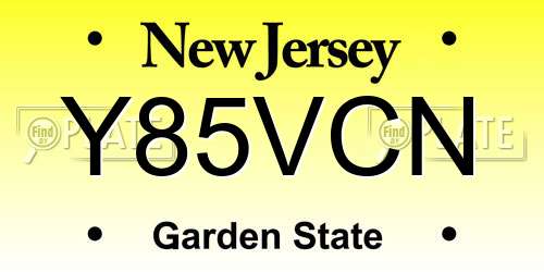 Y85VCN New Jersey License Plate