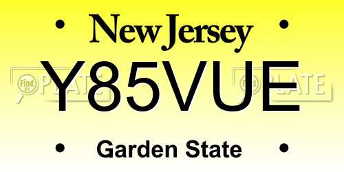 Y85VUE New Jersey License Plate