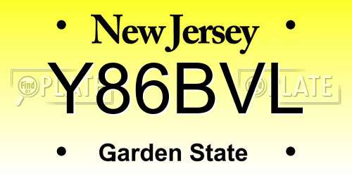 Y86BVL New Jersey License Plate