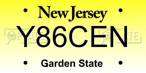Y86CEN New Jersey License Plate