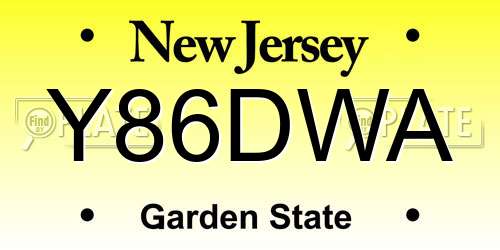 Y86DWA New Jersey License Plate