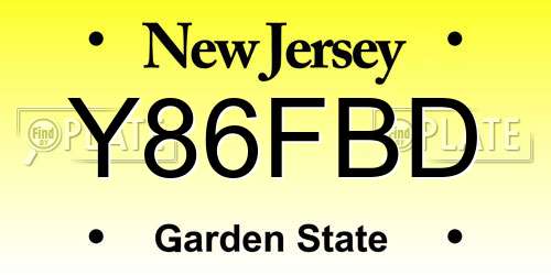 Y86FBD New Jersey License Plate