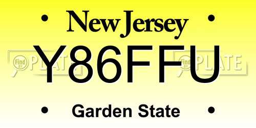 Y86FFU New Jersey License Plate