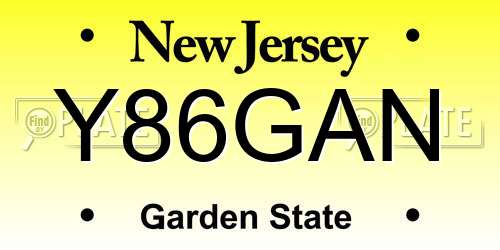 Y86GAN New Jersey License Plate