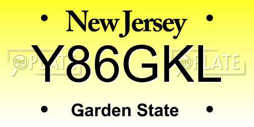 Y86GKL New Jersey License Plate