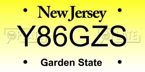 Y86GZS New Jersey License Plate