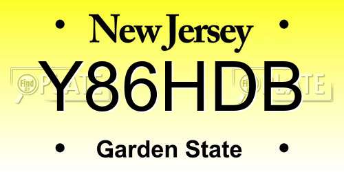 Y86HDB New Jersey License Plate