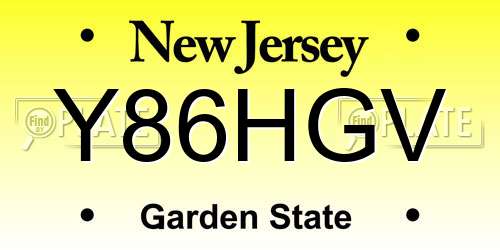 Y86HGV New Jersey License Plate