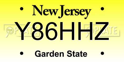 Y86HHZ New Jersey License Plate