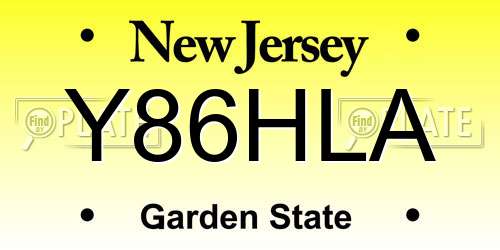Y86HLA New Jersey License Plate