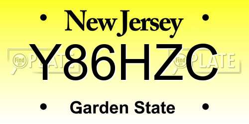 Y86HZC New Jersey License Plate